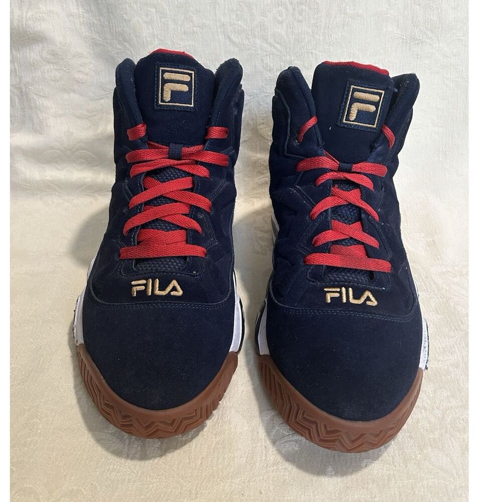 FILA MB Jamal Mashburn Navy Suede Red Gold Men's Basketball Shoes Retro Sz 15
